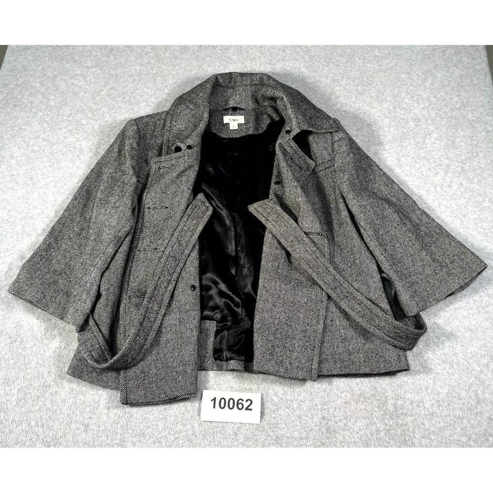 Cato Peacoat Women's XL Gray Wool Blend Double Breasted Waist Belted 3/4 sleeves